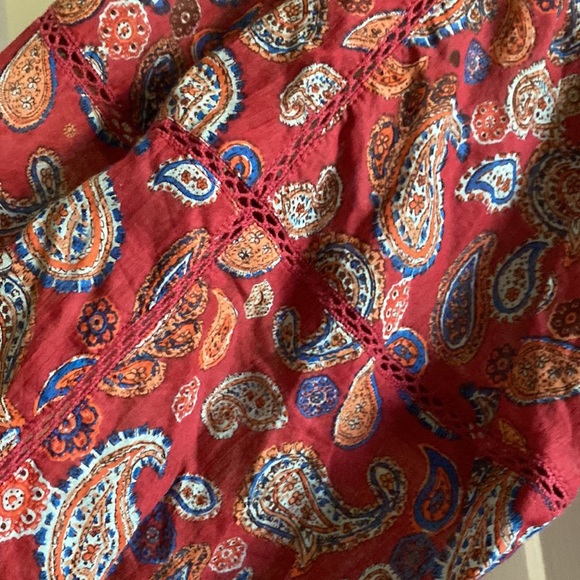 Free People Sundown Rust Red Paisley Print Off-the-Shoulder Bodysuit - Picture 8 of 10